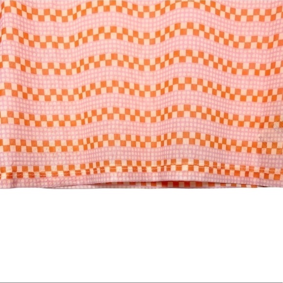 𝅺Anthropologie Maeve Sheer Mesh Turtleneck Top Orange Geometric Print NWT - Picture 7 of 14